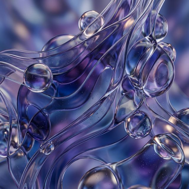 Abstract liquid glass texture with deep blue and violet gradients